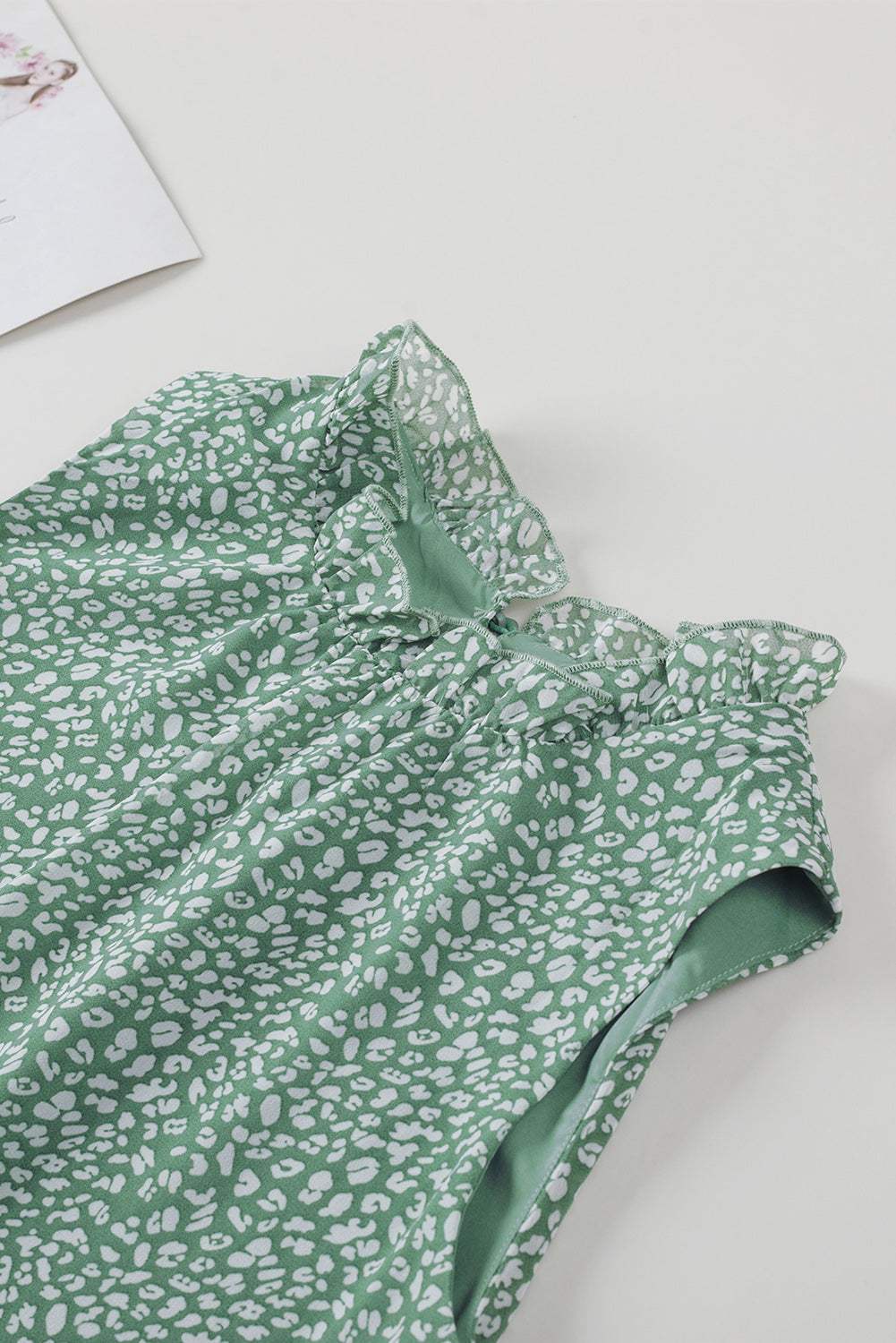 Frill Printed Round Neck Tank - Trendsi - Flyclothing LLC
