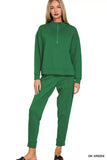 Zenana Scuba Half Zip Pullover and Jogger Set - Trendsi - Flyclothing LLC