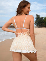 Tied Openework Halter Neck Cover-Up - Trendsi - Flyclothing LLC