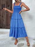 Tiered Smocked Wide Strap Cami Dress - Trendsi