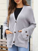 Oversized Knit Button-Down Cardigan - Trendsi - Flyclothing LLC