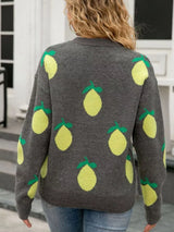 Lemon Crew Neck Round Neck Sweater - Trendsi - Flyclothing LLC