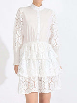 Full Size Lace Layered Long Sleeve Dress Plus Size - Trendsi - Flyclothing LLC