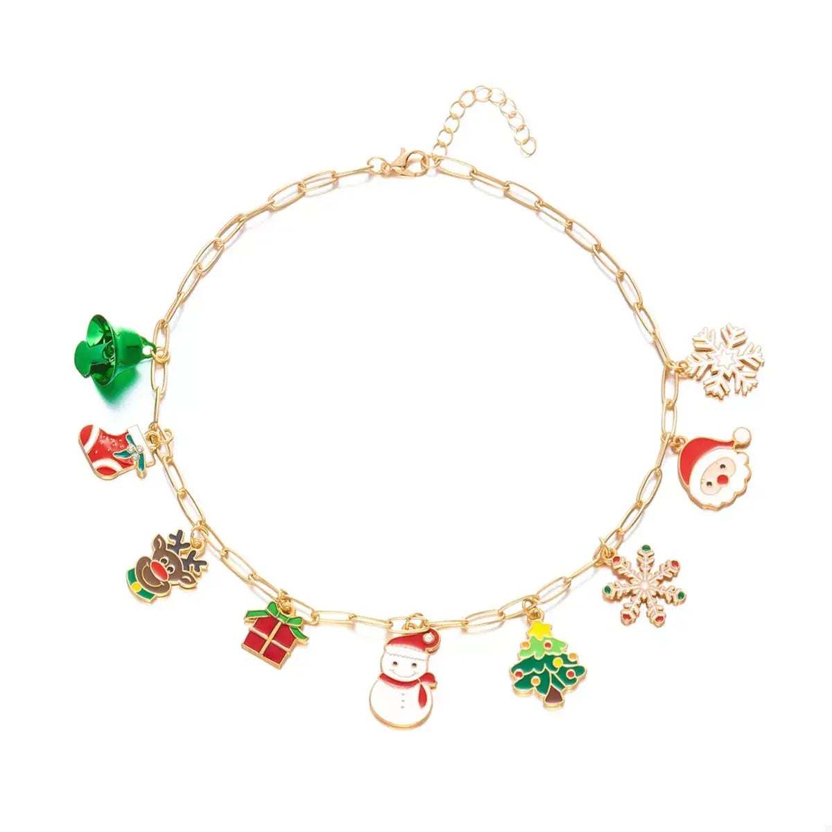 18K Gold-Plated Resin Christmas Theme Necklace - Trendsi - Flyclothing LLC