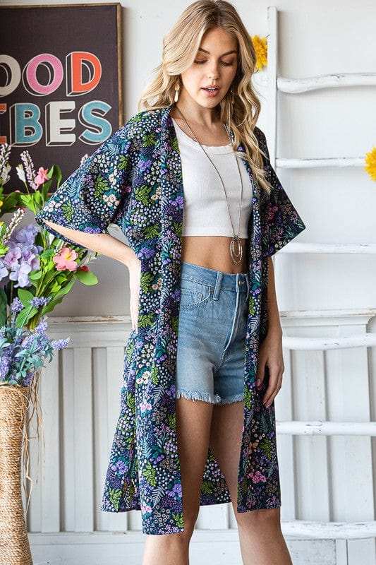 Heimish Full Size Half Sleeve Floral Open Cardigan Plus Size - Trendsi - Flyclothing LLC