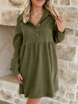 Casual Corduroy Button Detail Mini Dress - Trendsi - Flyclothing LLC