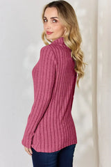 Basic Bae Full Size Ribbed Mock Neck Long Sleeve T-Shirt - ShopBasicbae - Flyclothing LLC