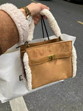 Sherpa Trim Suede Crossbody Bag - Trendsi - Flyclothing LLC