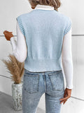 Full Size Button Up V-Neck Sweater Vest - Trendsi - Flyclothing LLC