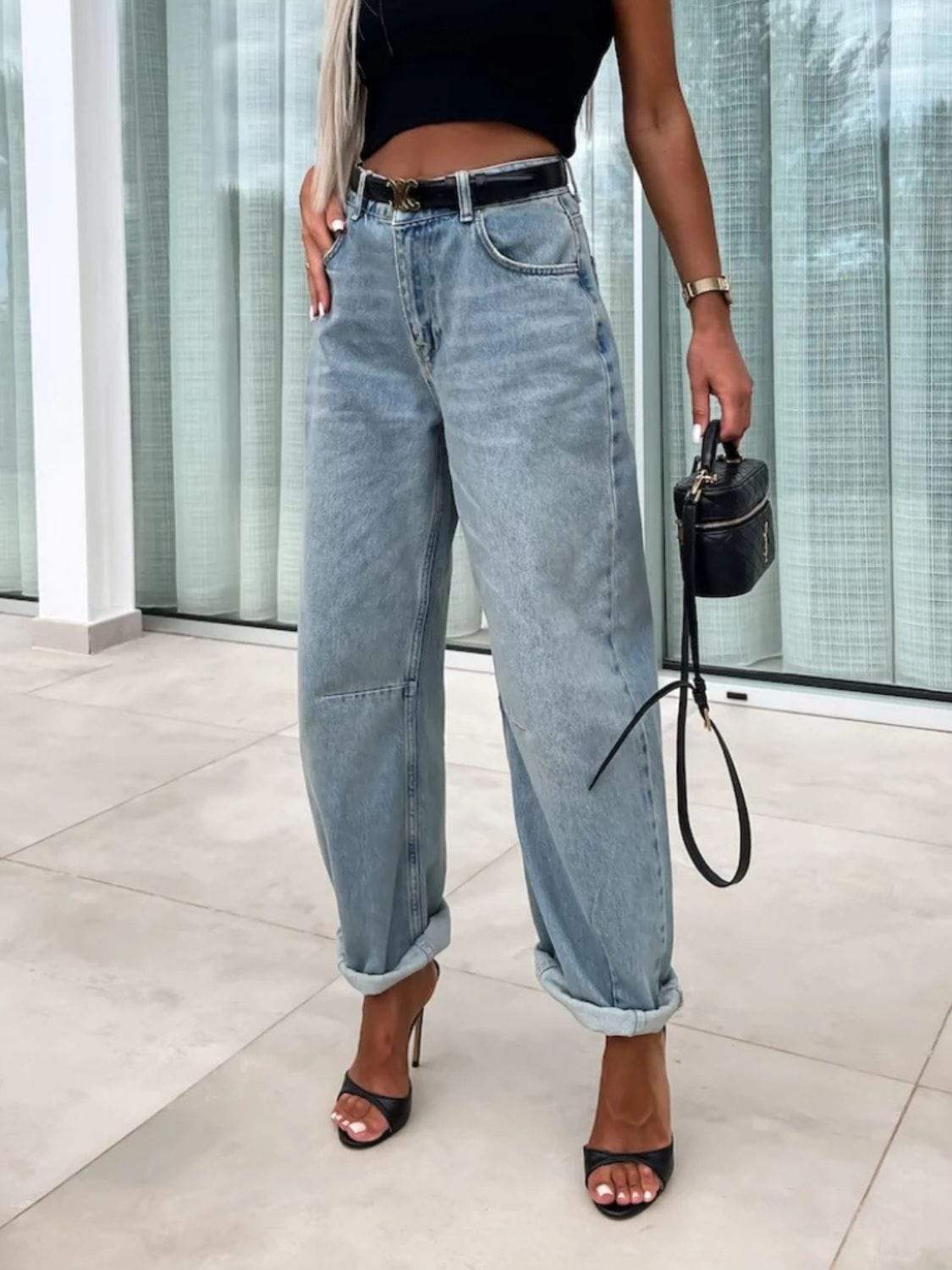 High Waist Wide Leg Jeans - Trendsi - Flyclothing LLC