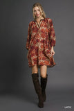 Umgee Animal Print Boho Tunic Dress with Contrast Trim Detail - Trendsi - Flyclothing LLC