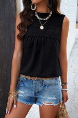 Swiss Dot Round Neck Tank - Trendsi - Flyclothing LLC