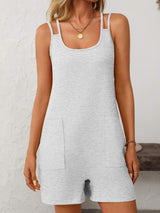 Mandy Scoop Neck Spaghetti Strap Romper with Pockets - Trendsi - Flyclothing LLC