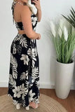 Smocked Printed Halter Neck Dress - Trendsi