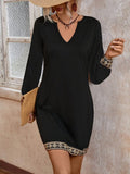 Embroidered Notched Long Sleeve Mini Dress - Trendsi