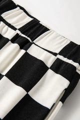Checkerboard V Neck Loose Tee and Shorts Set - Trendsi - Flyclothing LLC