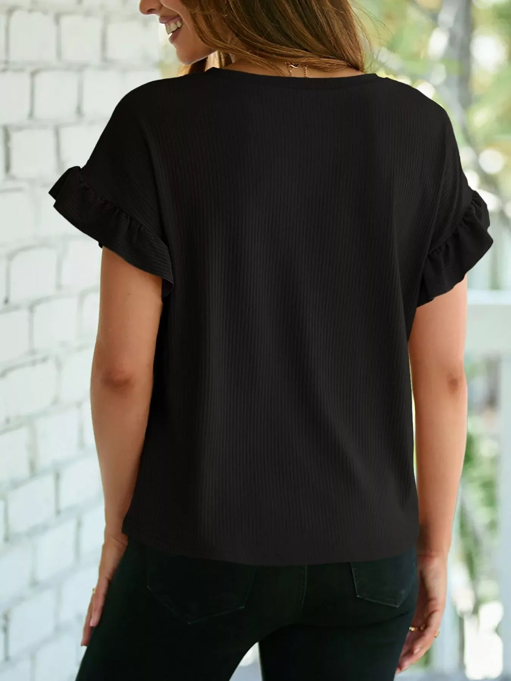 Round Neck Short Sleeve Casual T-Shirt - Trendsi - Flyclothing LLC