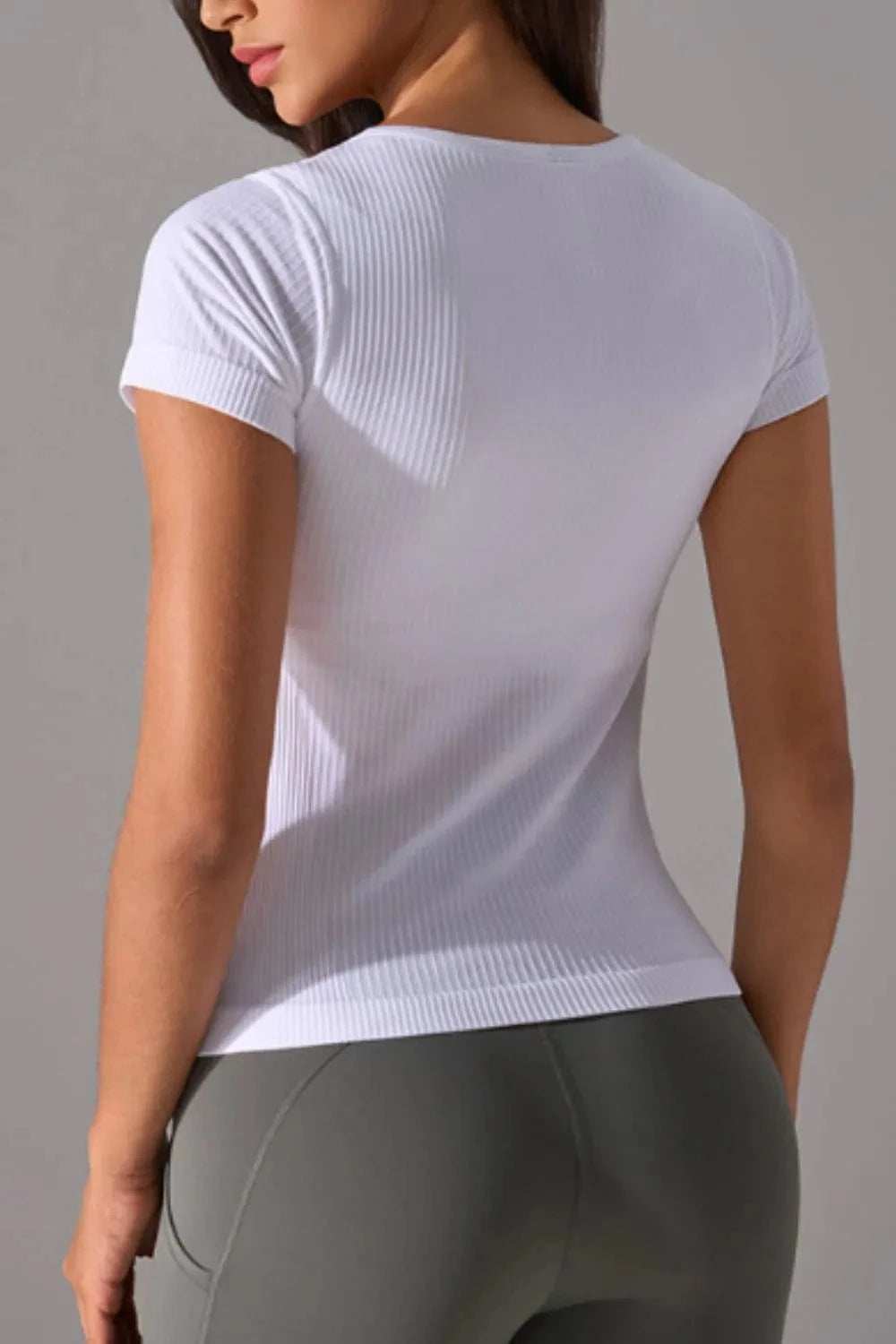 Square Neck Active T-Shirt with Detachable Chest Pads - Trendsi - Flyclothing LLC