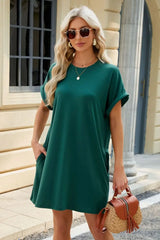 Florira Short Sleeve Mini Dress with Pockets - Trendsi - Flyclothing LLC