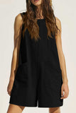 Lovelet Round Neck Sleeveless Romper with Pockets - Trendsi - Flyclothing LLC