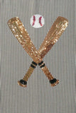 Sequin Baseball Round Neck Short Sleeve T-Shirt - Trendsi - Flyclothing LLC