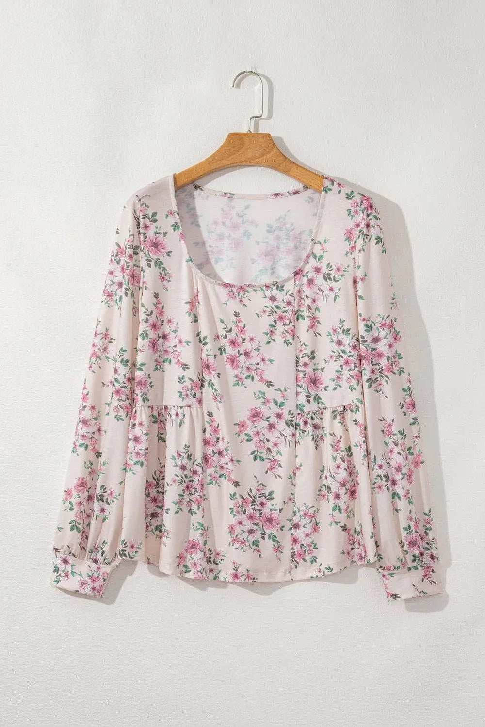Printed Square Neck Long Sleeve Blouse - Trendsi - Flyclothing LLC