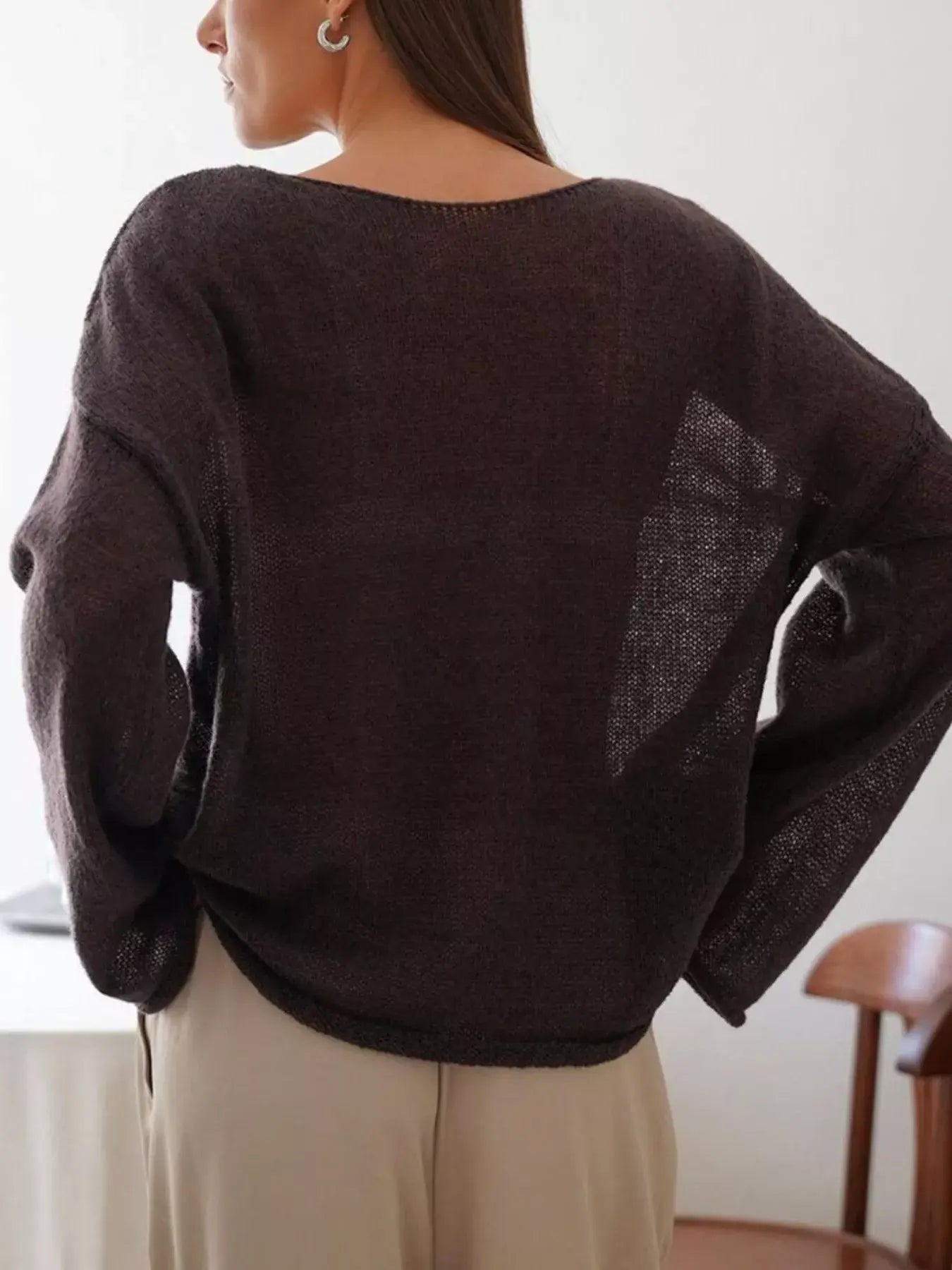 Boat Neck Dropped Shoulder Sweater - Trendsi - Flyclothing LLC