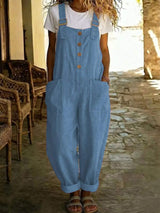 Casual Button Front Wide Leg Overalls - Trendsi - Flyclothing LLC