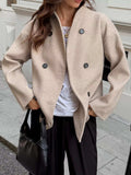 Double-Breasted Dropped Shoulder Jacket - Trendsi - Flyclothing LLC