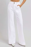 RISEN Full Size Tummy Control Double Button Wide Leg Jeans - Trendsi - Flyclothing LLC