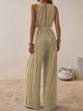 Tied Surplice Sleeveless Wide Leg Jumpsuit - Trendsi - Flyclothing LLC