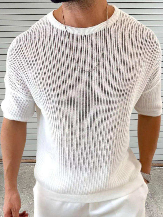 Men's Round Neck Drop Shouler Knit Top - Trendsi - Flyclothing LLC