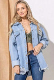 And The Why Button Front Flap Pocket Ripped Denim Jacket - Trendsi