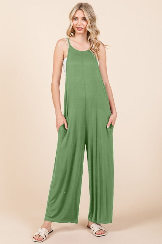 Culture Code Full Size Sleeveless Wide Leg Jumpsuit with Pockets - Trendsi