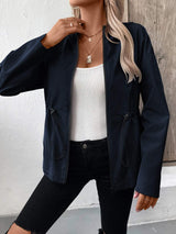 Drawstring Zip Up Hooded Jacket - Trendsi - Flyclothing LLC
