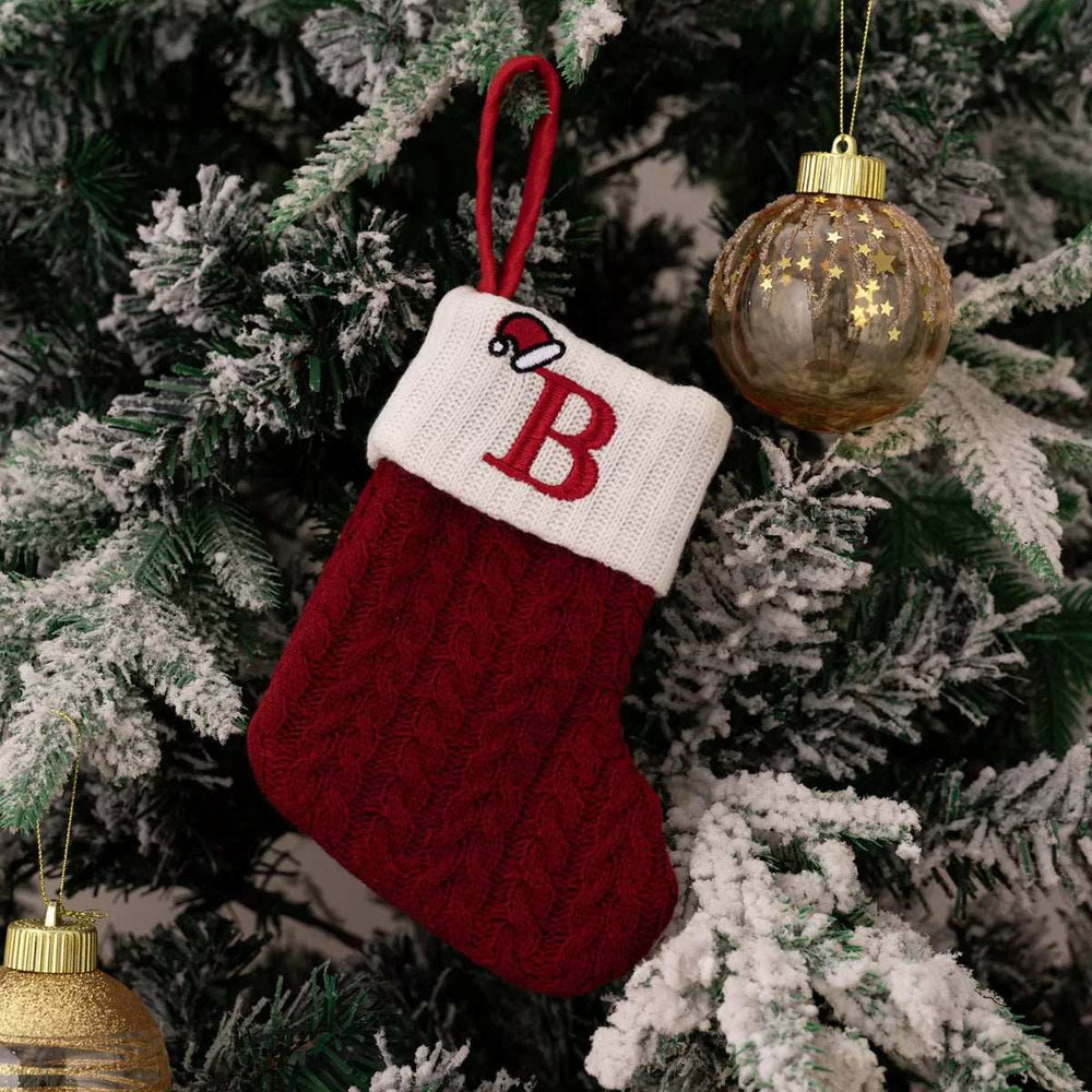 Cable-Knit Contrast Christmas Stockings - Trendsi - Flyclothing LLC