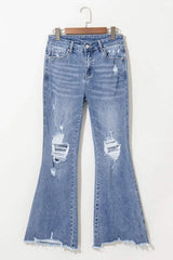 Distressed Raw Hem Bootcut Jeans - Trendsi - Flyclothing LLC