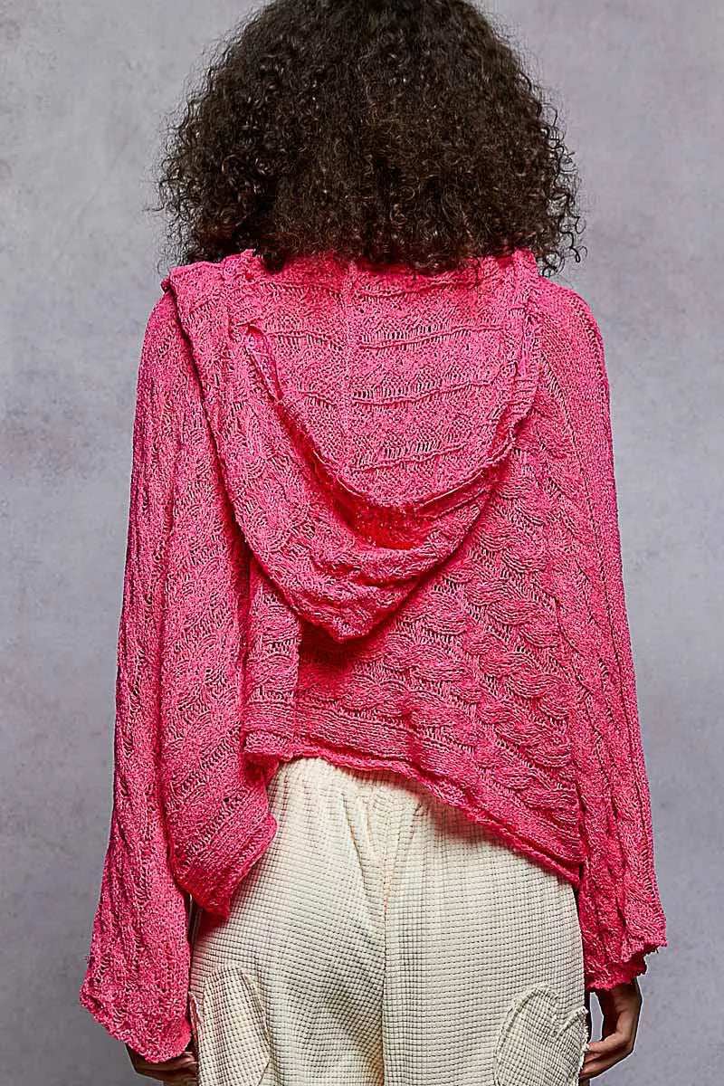 POL Cropped Hooded Knit Top with Full Sleeves - Trendsi - Flyclothing LLC