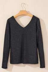 Bowknot V-Neck Long Sleeve Blouse - Trendsi - Flyclothing LLC