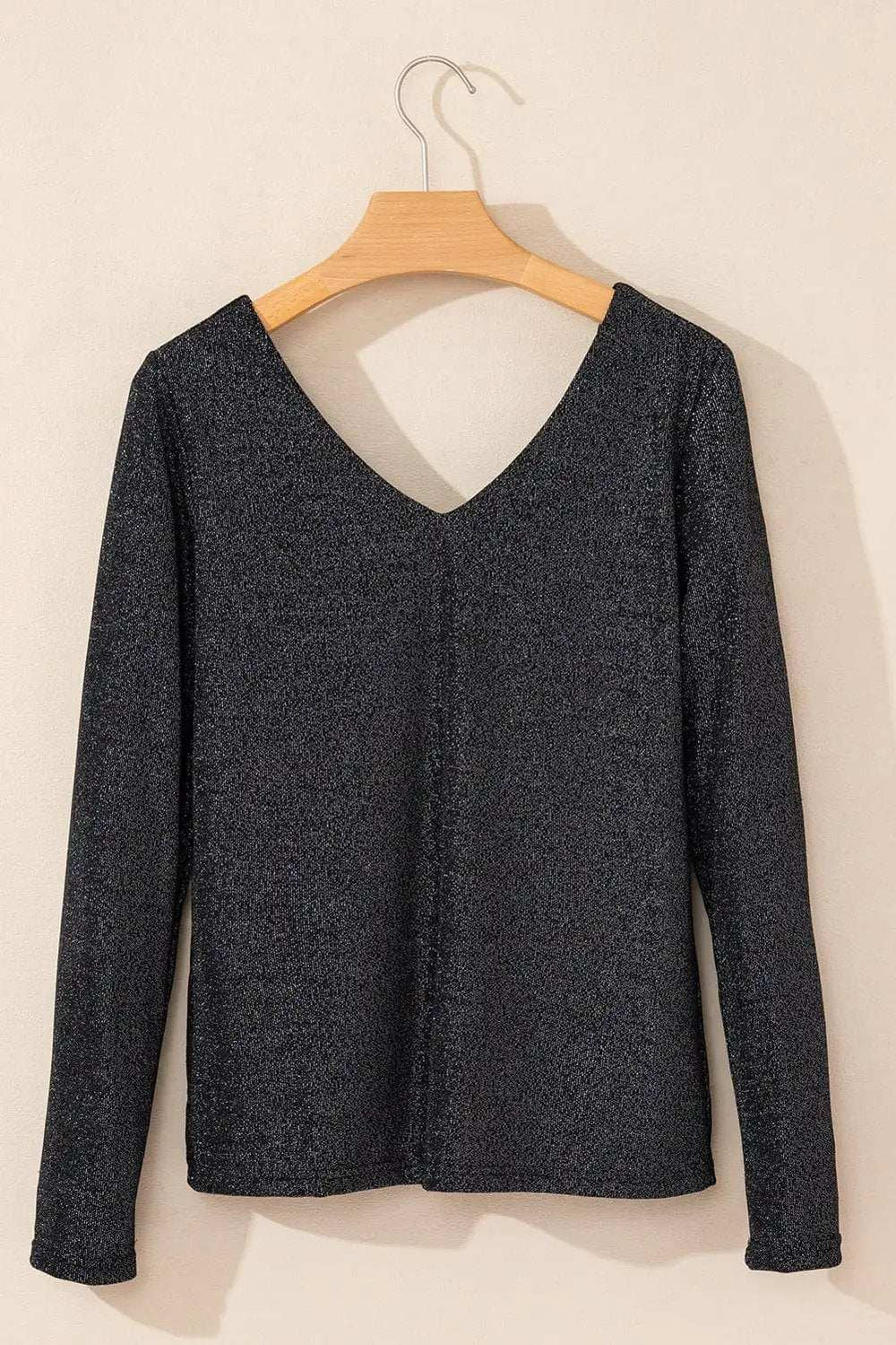 Bowknot V-Neck Long Sleeve Blouse - Trendsi - Flyclothing LLC