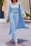 Drawstring Tank, Long Sleeve Cover Up and Pants Set - Trendsi - Flyclothing LLC