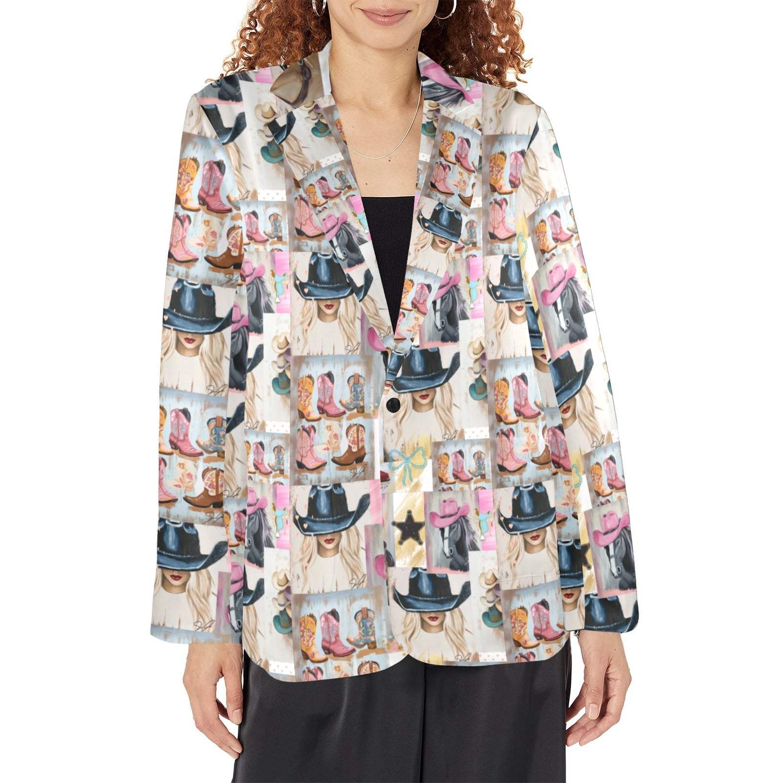 Baha Ranch Danilo Painted Cowgirl Collage Western Blazer