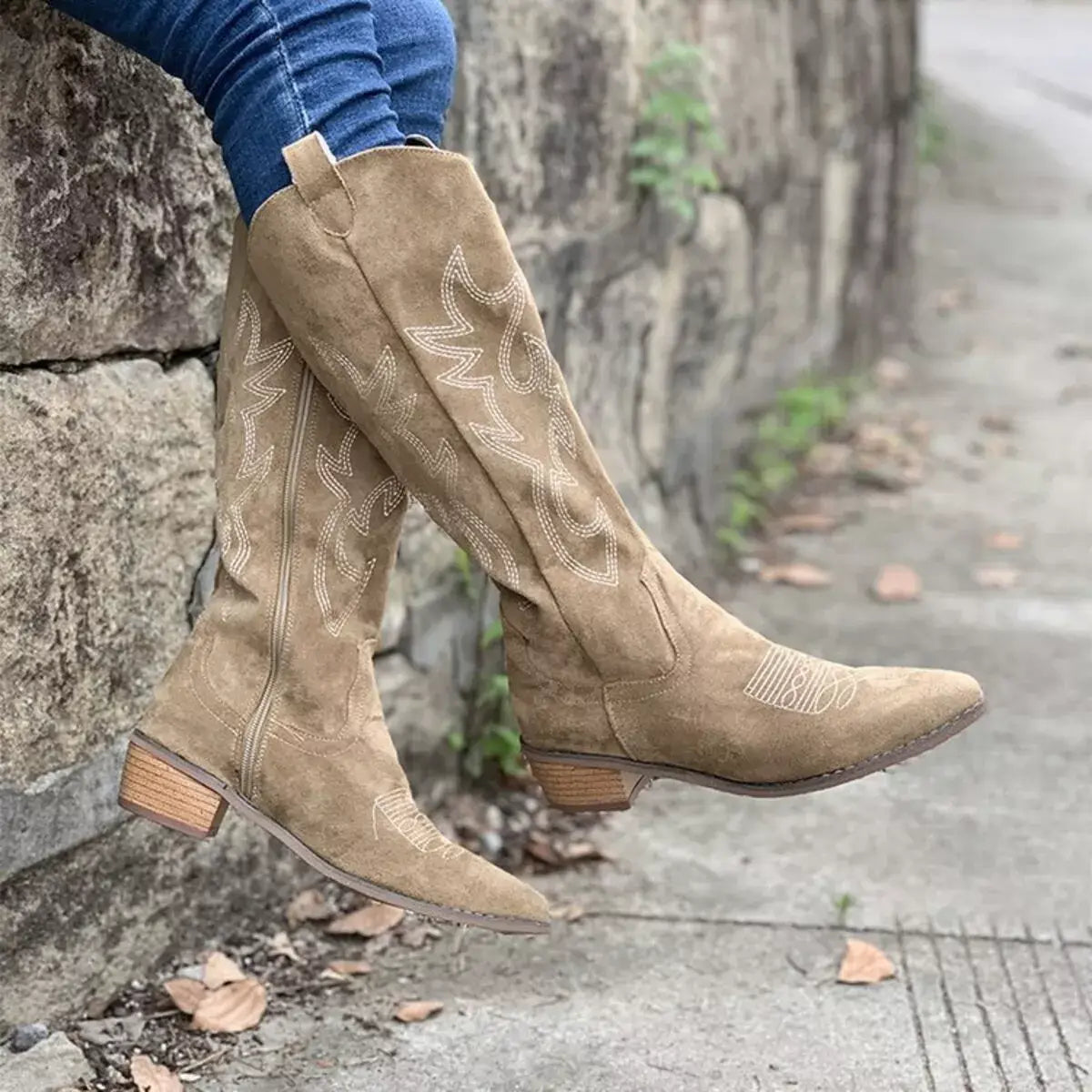 Point Toe Block Heels Boots - Trendsi - Flyclothing LLC