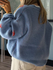Boot Pattern Round Neck Dropped Shoulder Sweater - Trendsi