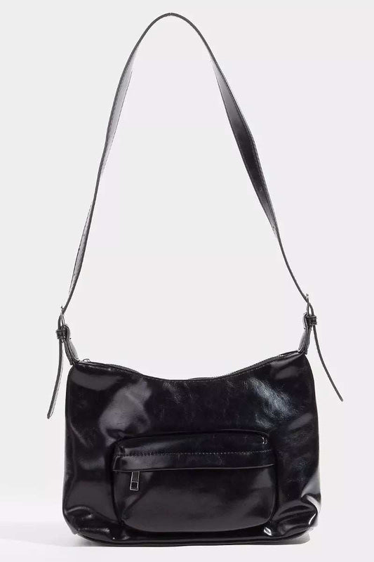 Fame Glossy Faux Leather Shoulder Bag - Trendsi - Flyclothing LLC