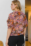 ODDI Full Size Floral Tie Neck Ruffled Blouse - Trendsi
