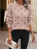 Polka Dot Long Sleeve Sweater - Trendsi - Flyclothing LLC