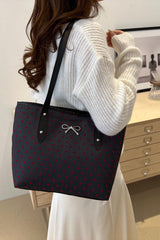 Bow Trim Polyester Tote Bag - Trendsi