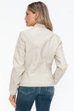 Snobbish Faux Leather Biker Jacket with Side Zip Pockets - Trendsi