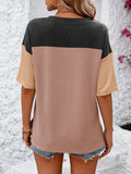 Color Block Round Neck Half Sleeve T-Shirt - Trendsi - Flyclothing LLC